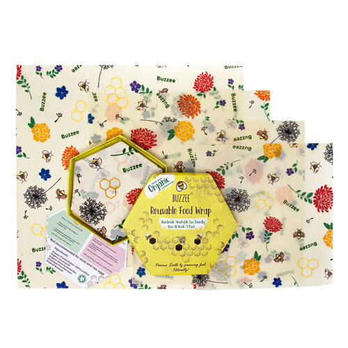 Buzzee Food Wraps 4pk - Bees at Work