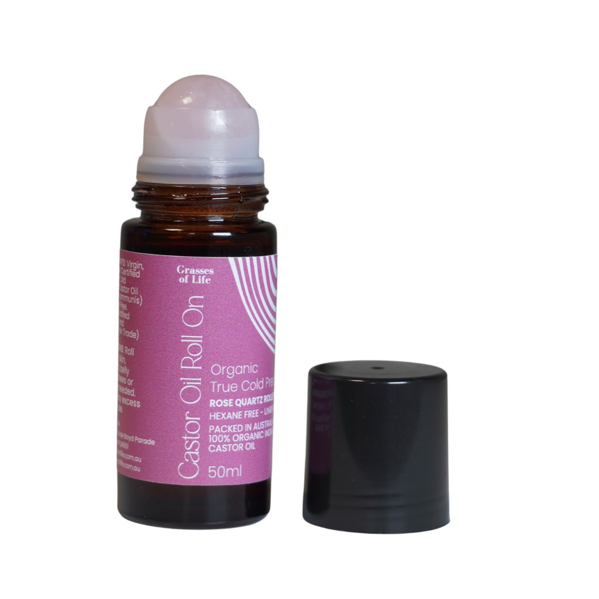Grasses of Life Castor Oil Roll On rose quartz 50ml