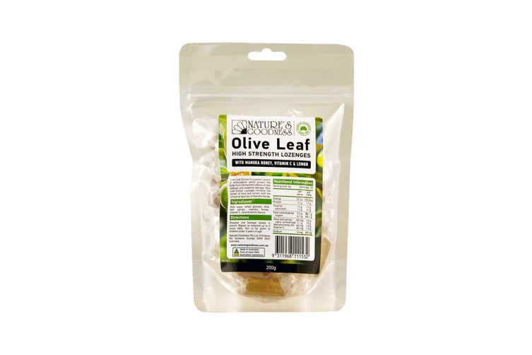 Nature's Goodness Olive Leaf High Strength Lozenges (with Vitamin C, Manuka Honey & Lemon) 200g