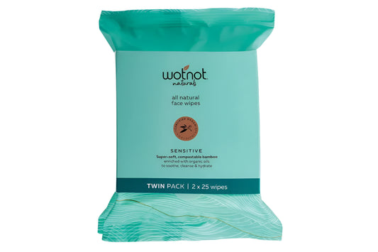 Wotnot Natural Face Wipes for Sensitive Skin x 25