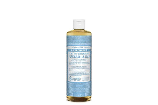 Dr. Bronner's Pure-Castile Soap Liquid (Hemp 18-in-1) Unscented (Baby) 473ml