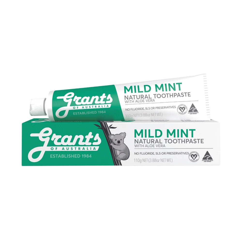 Grants Of Australia Toothpaste Mild Mint with Certified Organic Aloe Vera 110g