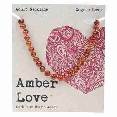 AMBER LOVE – Adult’s Bracelet – 100% Baltic Amber – Cognac Love (20cm)