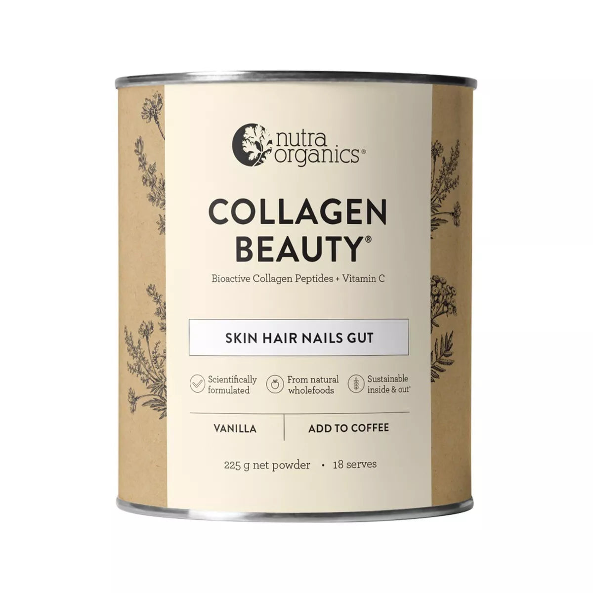 Nutra Organics Collagen Beauty Vanilla for Coffee 225g